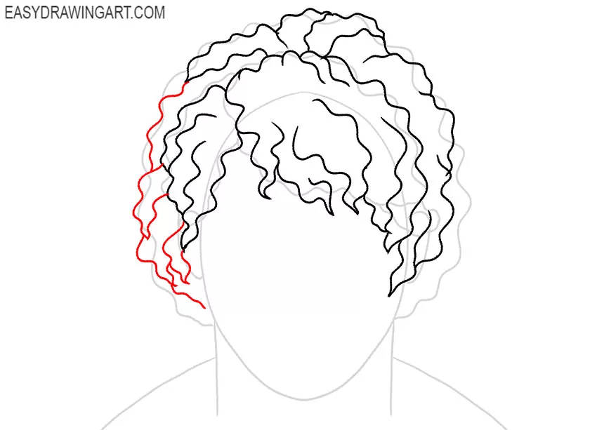how to draw curly hair male cartoon