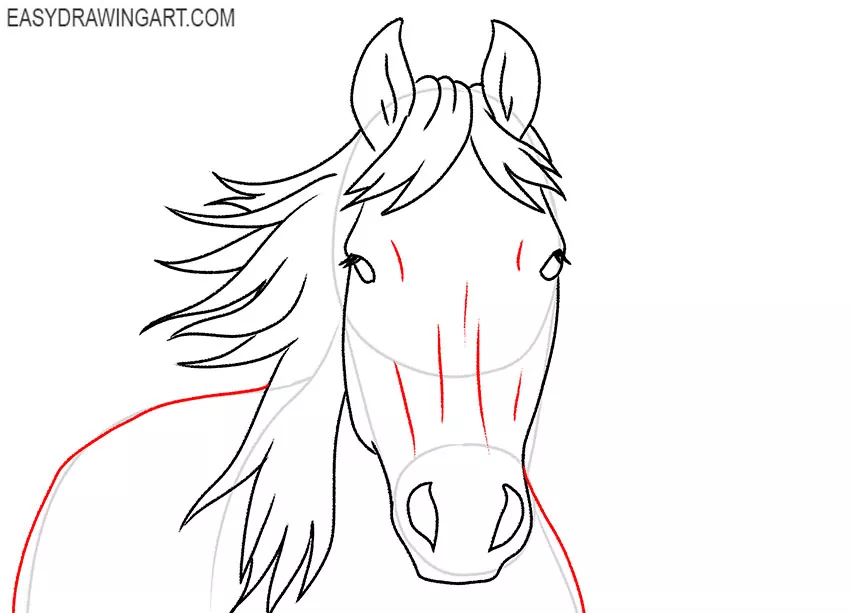 how to draw a cute horse face