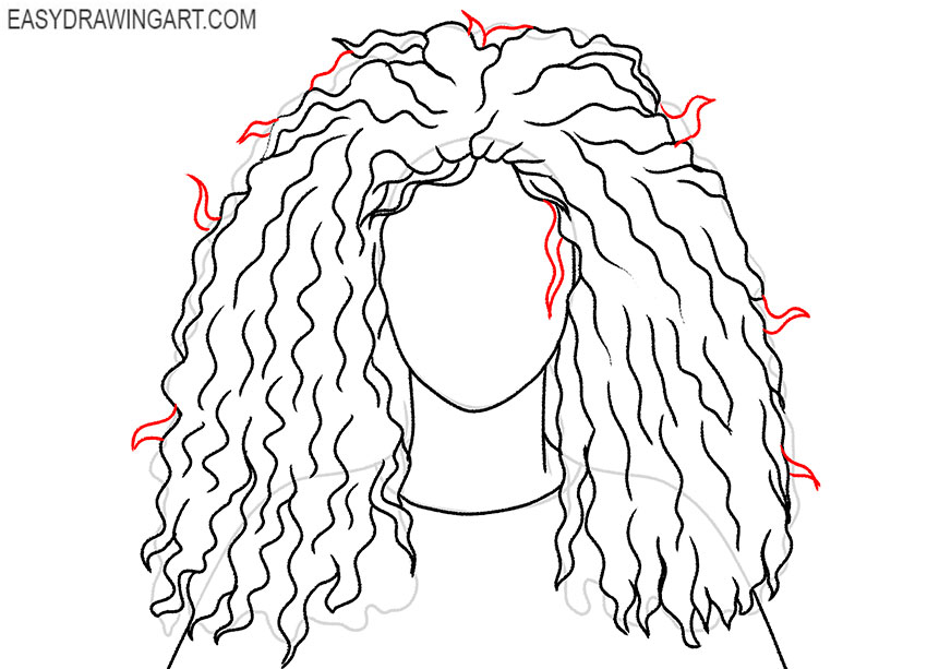 how to draw black curly hair