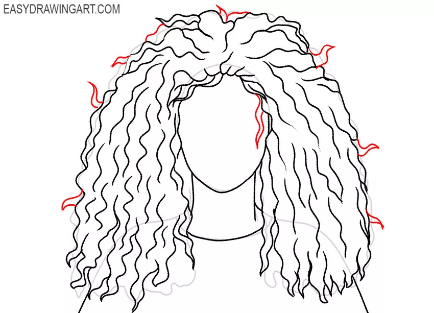 how to draw black curly hair
