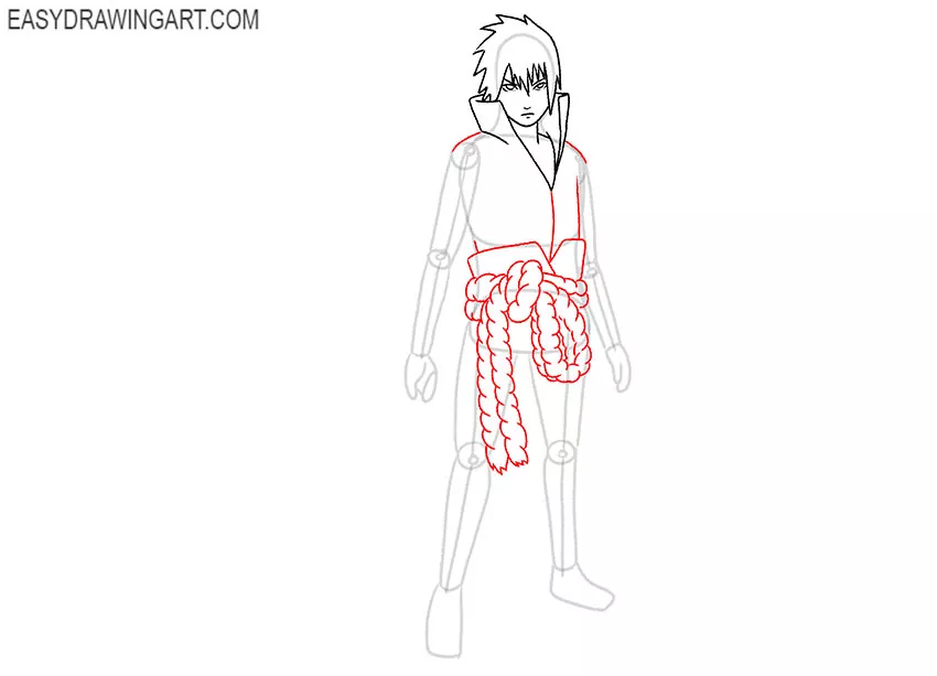 how to draw sasuke easy full body