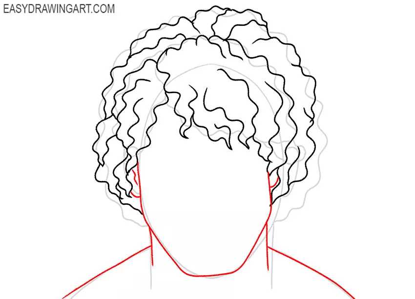 how to draw simple curly hair
