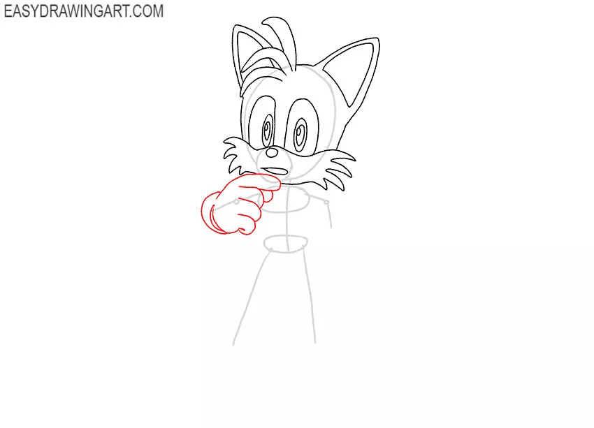 how to draw tails the fox easy