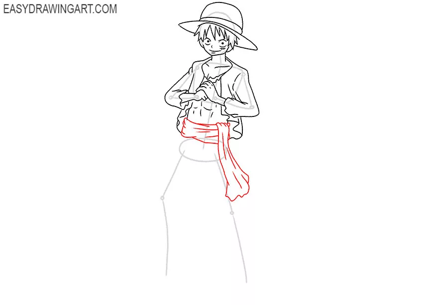 how to draw luffy with color