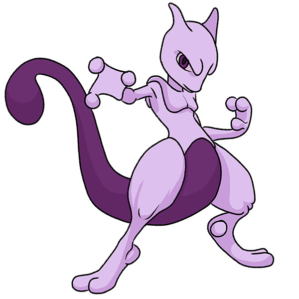 Line art Mewtwo Drawing, Mewtwo, white, mammal png | PNGEgg