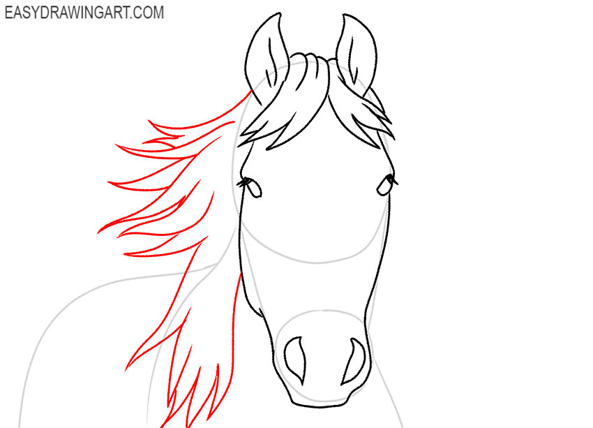 how to draw a simple horse face