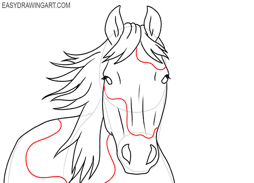 how to draw an easy horse face