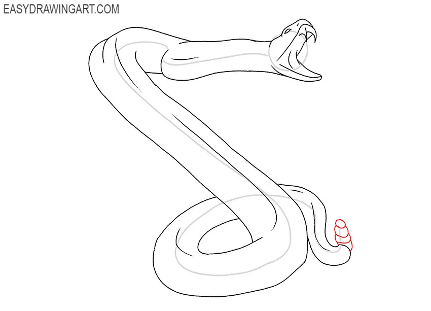 how to draw a cartoon rattlesnake