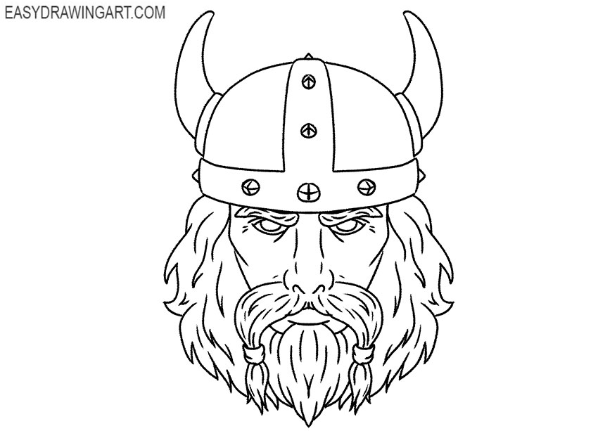 Viking Head drawing step by step