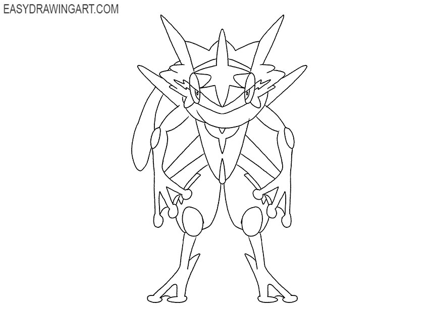 Ash Greninja drawing step by step