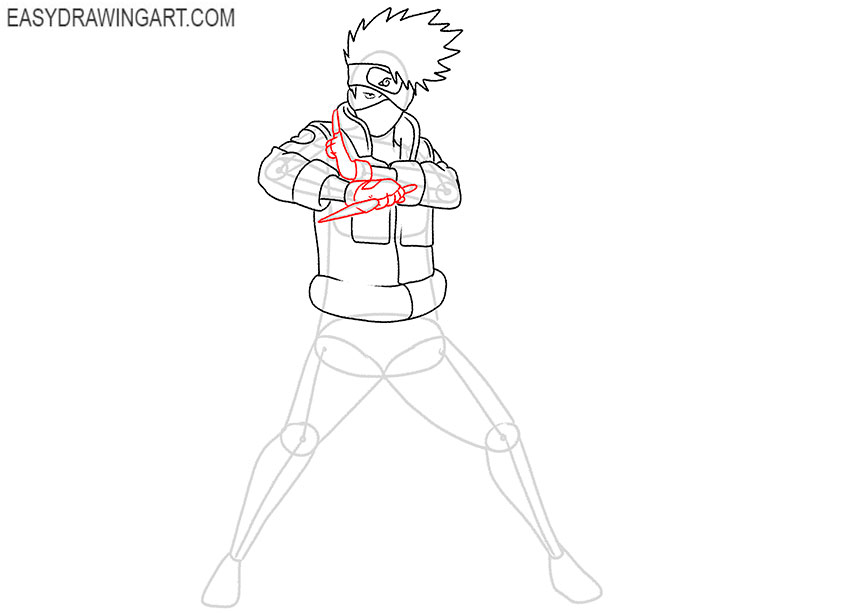 how to draw kakashi full body easy