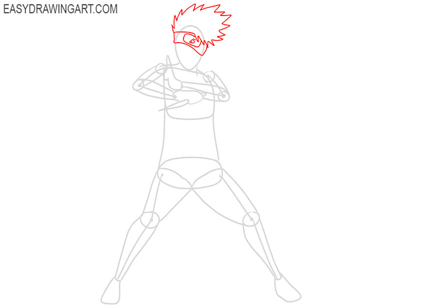 how to draw kakashi step by step
