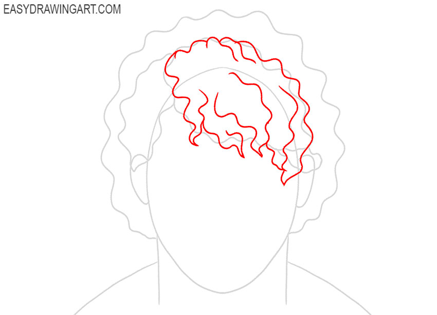 how to draw curly hair male step by step