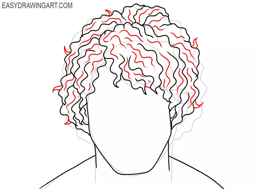 how to draw curly hair step by step