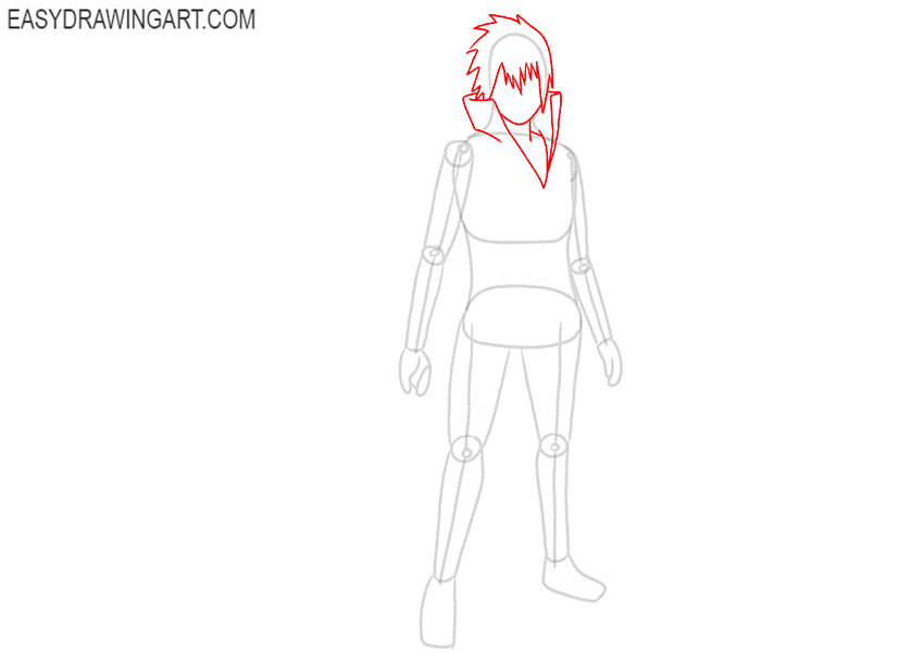 how to draw sasuke easy step by step