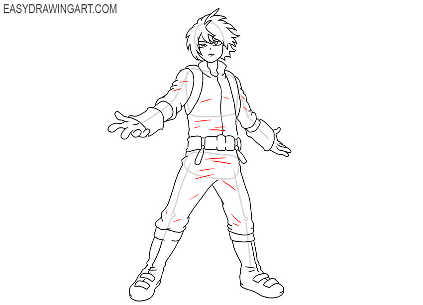 easy todoroki drawing