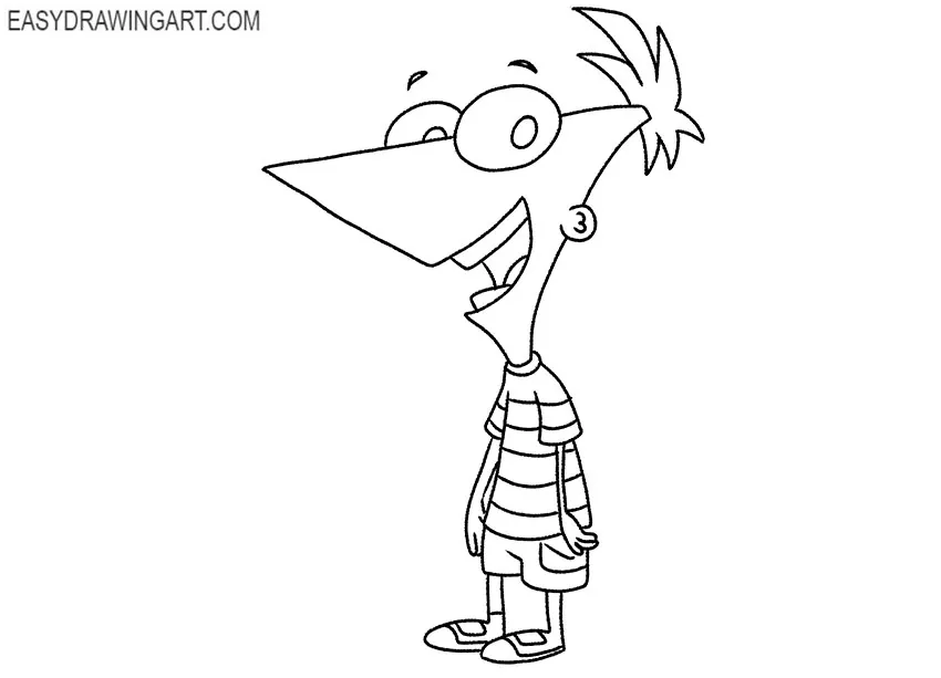 easy phineas drawing