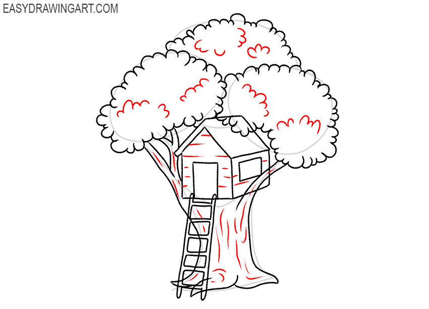 simple drawing of a treehouse