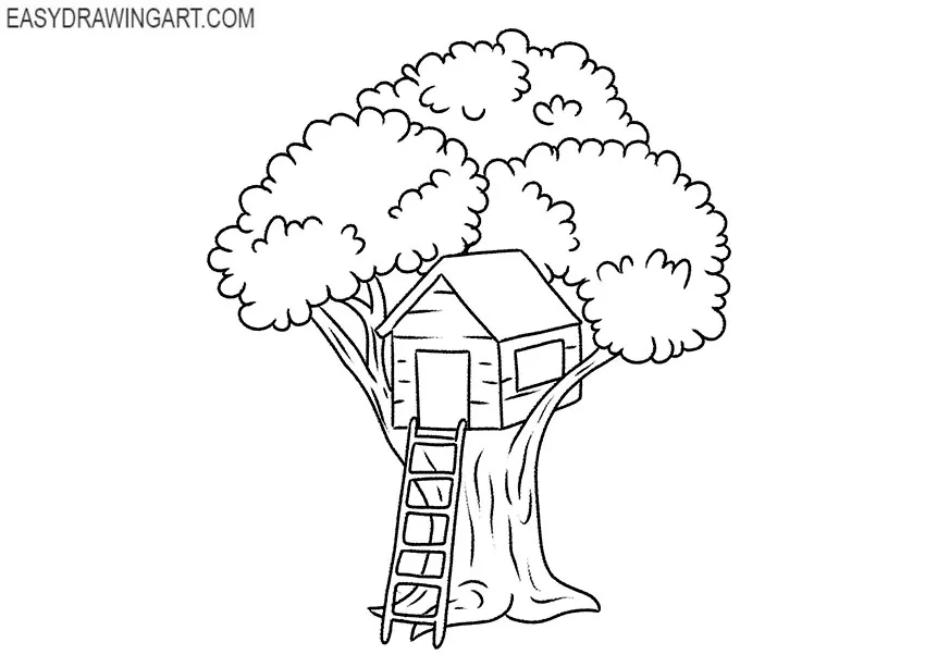 easy drawing of a treehouse