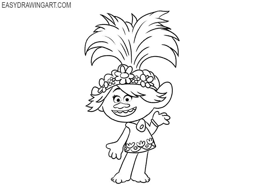 cartoon poppy from trolls drawing