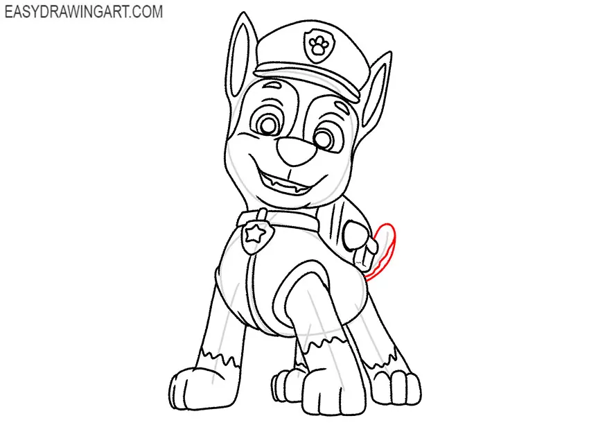 chase from paw patrol drawing for beginners