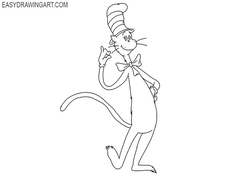 simple cat in the hat drawing