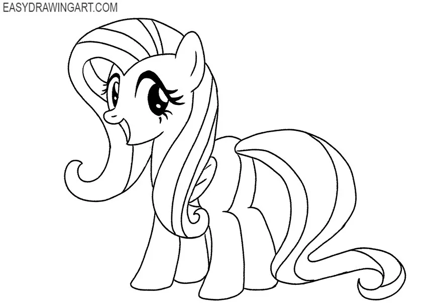 simple fluttershy drawing