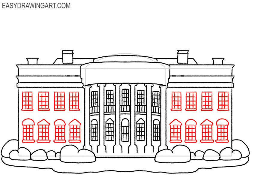 white house drawing easy