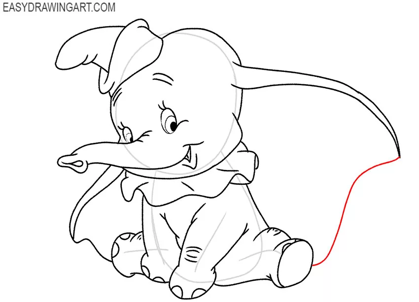 cute dumbo drawing easy