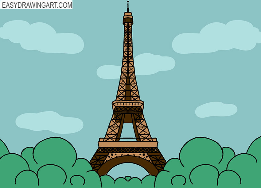 Eiffel Tower. Paris, France. Stock Vector - Illustration of drawing, scene:  28494239