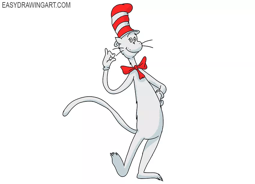 how to draw the cat in the hat step by step
