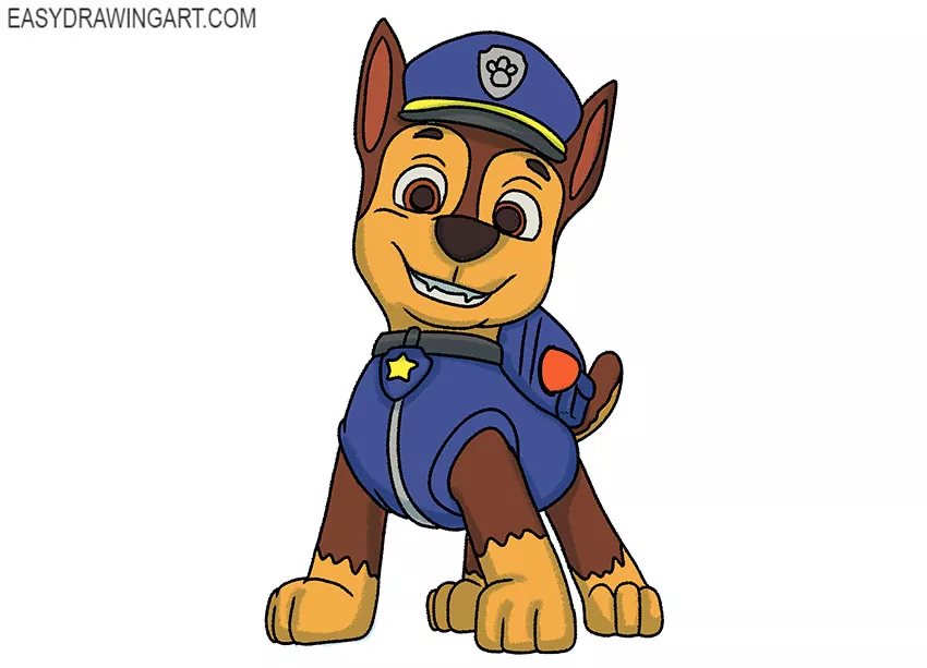 How to Draw Chase from PAW Patrol - Easy Drawing Art