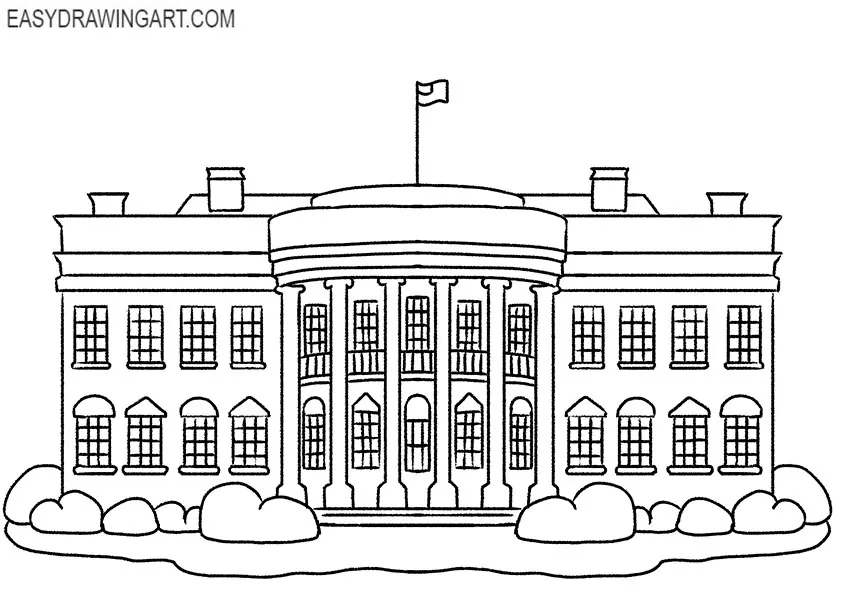 white house drawing cartoon