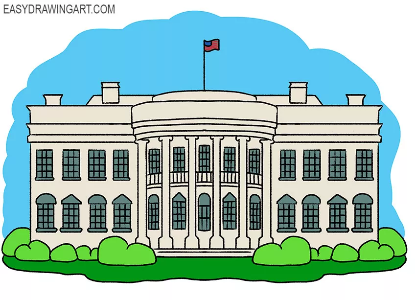 simple white house drawing easy