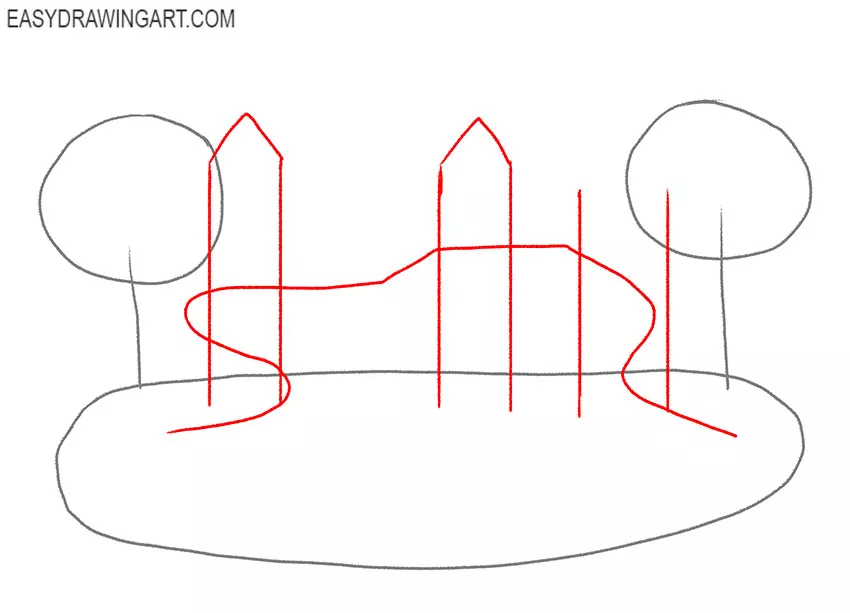 how to draw a playground step by step