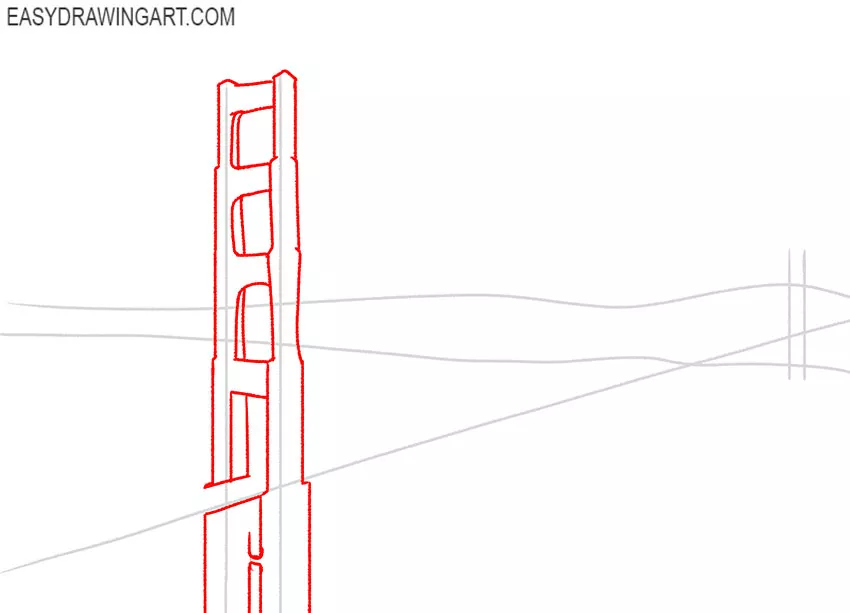 how to draw the golden gate bridge step by step