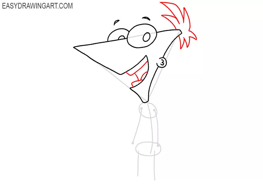 how to draw phineas step by step