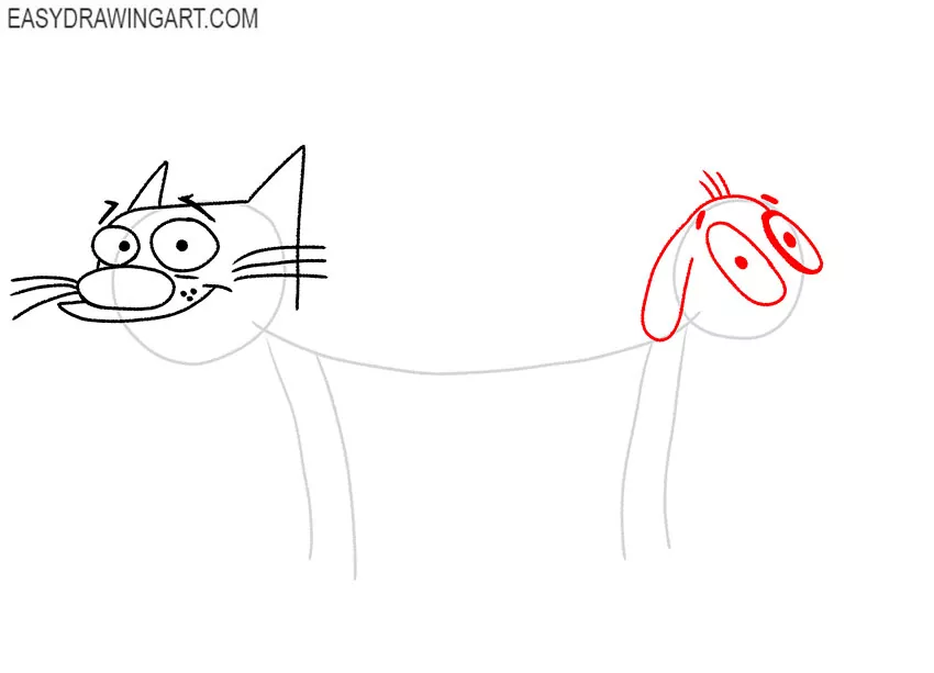cat dog drawing step by step
