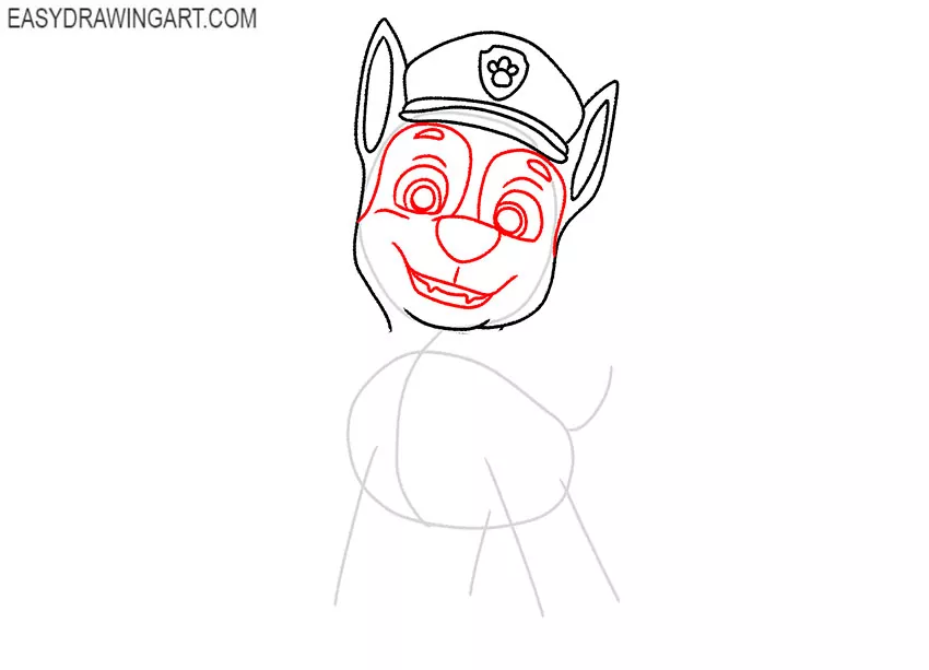 chase from paw patrol drawing step by step