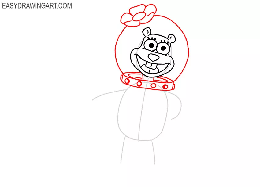 how to draw sandy cheeks face step by step