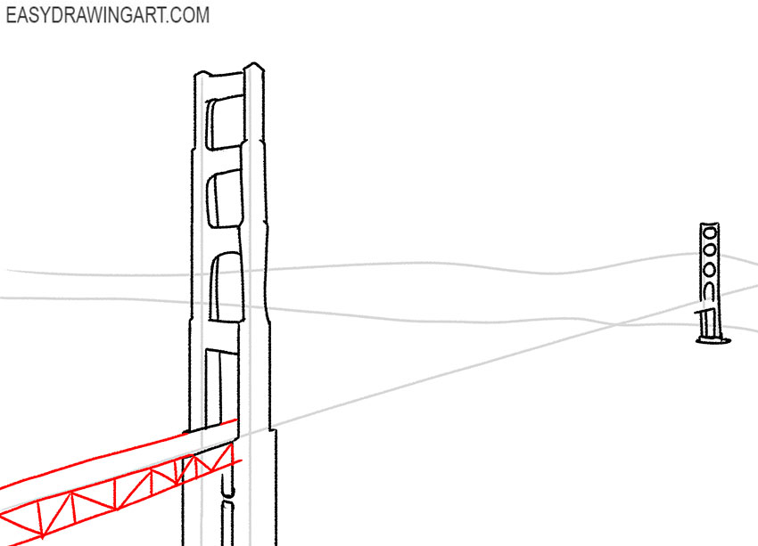 how to draw the golden gate bridge for beginners