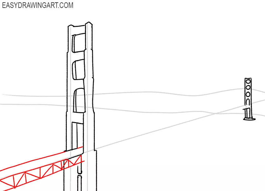 how to draw the golden gate bridge for beginners