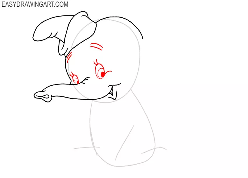 step by step how to draw dumbo