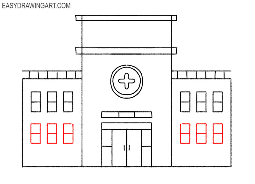 how to draw a school building for kids