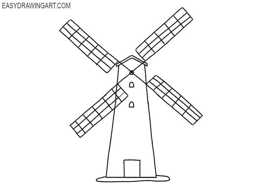 cartoon windmill drawing