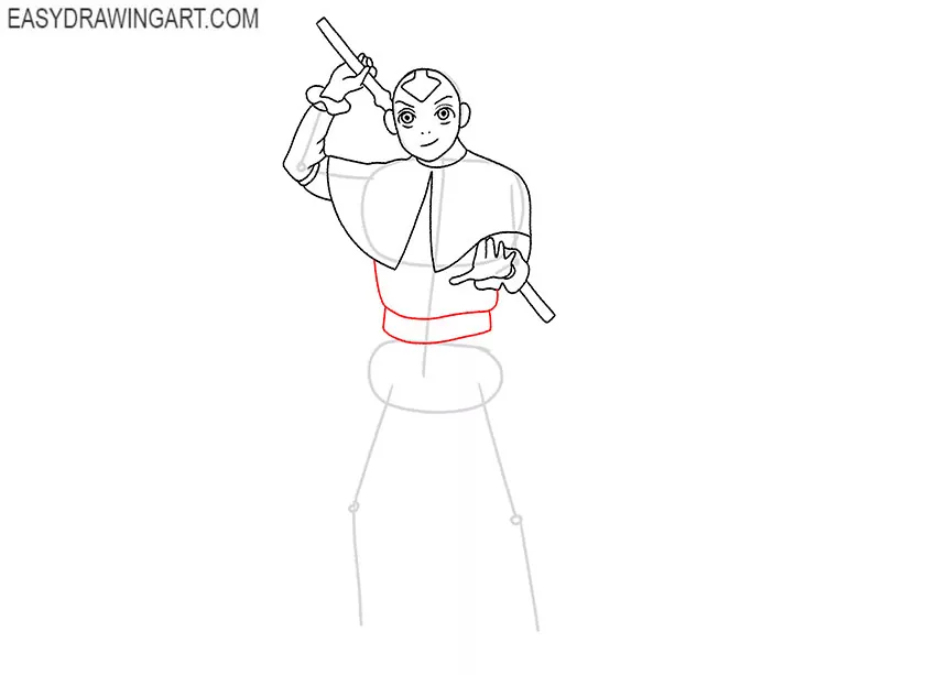how to draw aang step by step