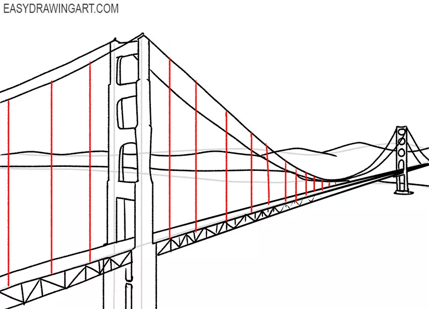golden gate bridge drawing step by step