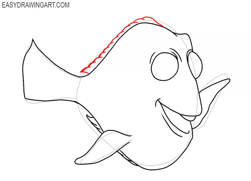 how to draw dory step by step