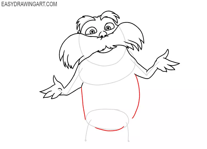 lorax drawing step by step
