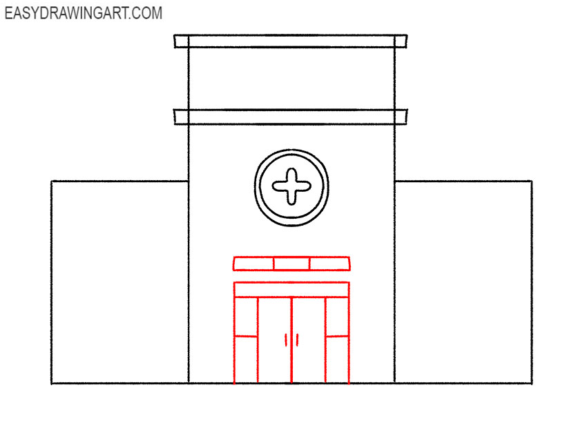 how to draw a hospital easy
